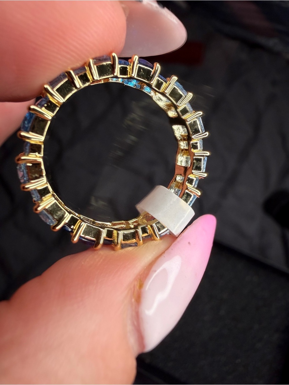 White Gold Filled Blue Ombre AAA CZ Eternity Band Ring size 8 - Picture 4 of 8